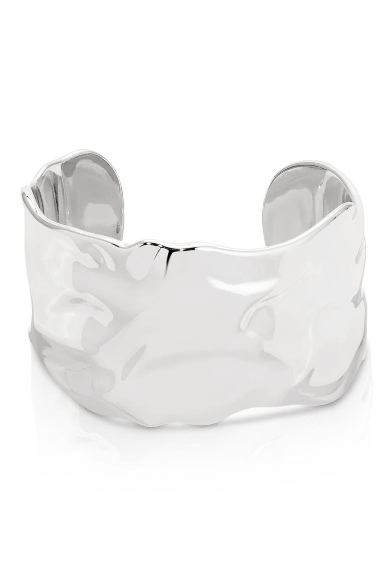 Thick Sculpted Cuff Bracelet, Main, color, SILVER