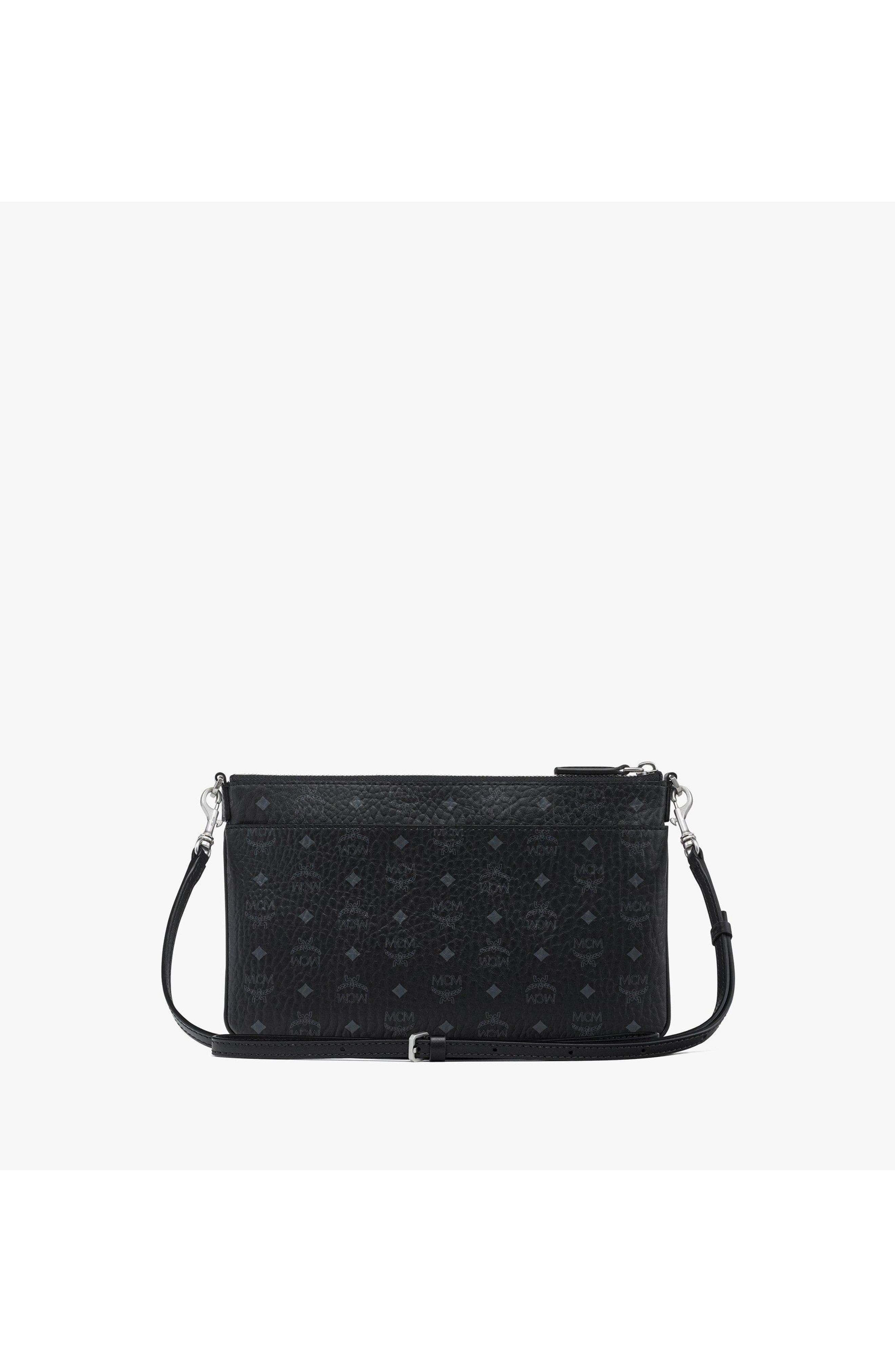 MCM Aren Crossbody Pouch in Visetos, Alternate, color, Black