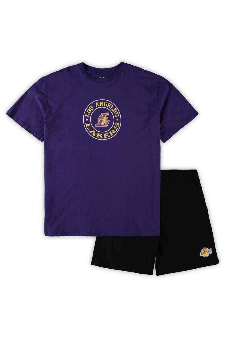 Men's Concepts Sport Purple/Black Los Angeles Lakers Big & Tall T-Shirt & Shorts Sleep Set, Main, color, Purple
