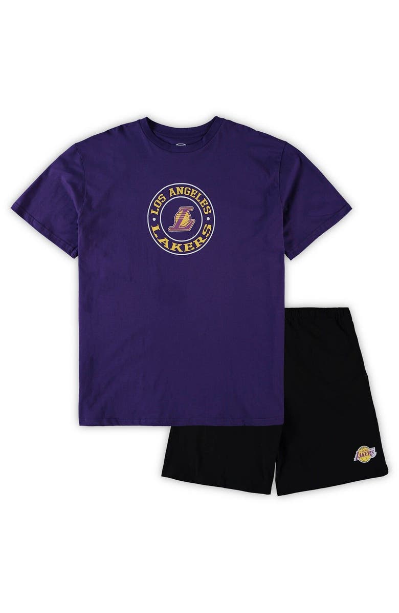 CONCEPTS SPORT Men's Concepts Sport Purple/Black Los Angeles Lakers Big & Tall T-Shirt & Shorts Sleep Set, Main, color, Purple