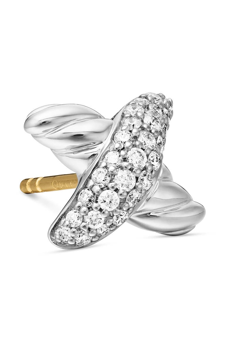 X Stud Earrings with Diamonds, Alternate, color, DIAMOND