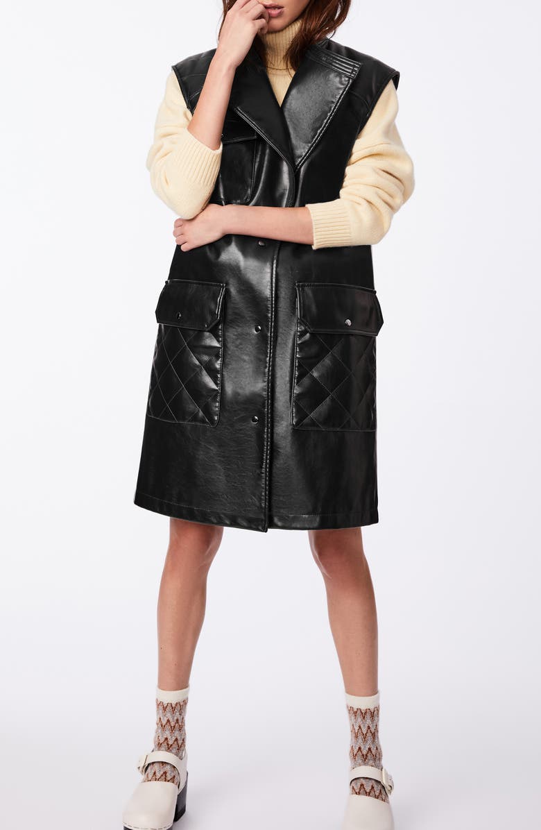 Bernardo Pull Up Faux Leather Long Vest, Alternate, color, 