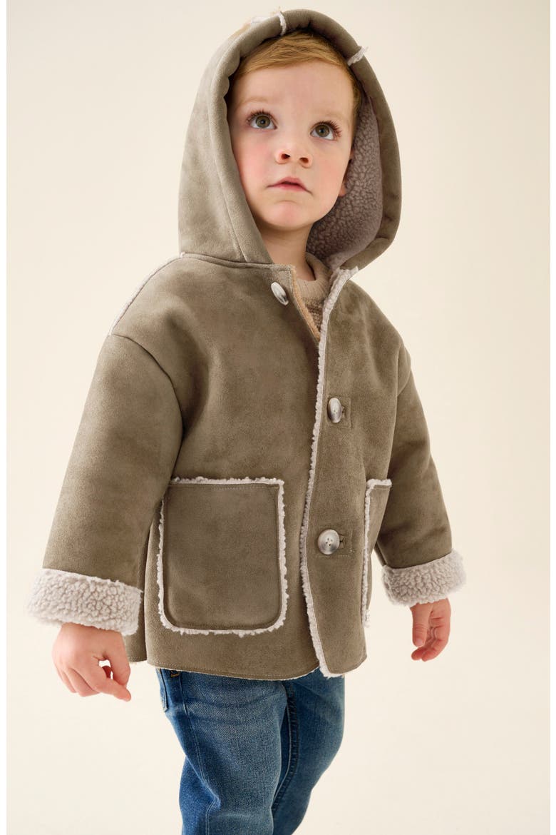 Kids' Faux Shearling Coat, Alternate, color, NEUTRAL