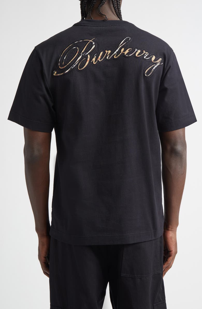 Burberry Check Cursive Logo Relaxed Fit Cotton T-Shirt, Alternate, color, Black