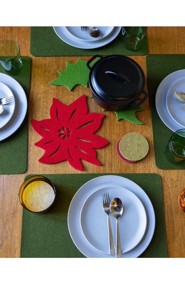 Graf Lantz Merino Wool Pointseta Trivet, Alternate, color, Red