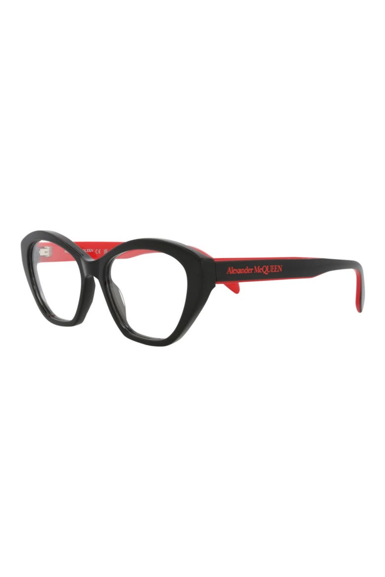 52mm Cat Eye Optical Glasses, Alternate, color, BLACK BLACK TRANSPARENT