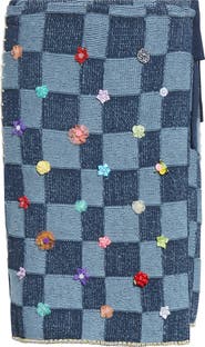 YanYan Floral Ribbon Checkerboard Knit Wrap Skirt