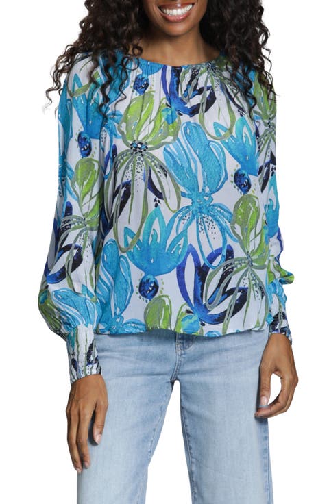 Print Blouson Sleeve Top