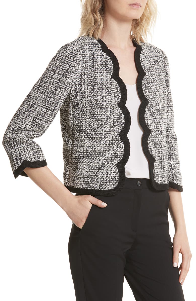Kate Spade New York scallop tweed jacket, Alternate, color, 