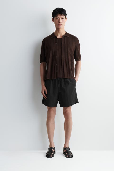 Nylon Wide-leg Drawstring Swim Shorts