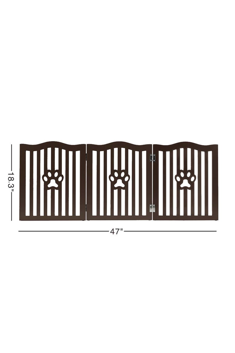 Wooden Free Standing Pet Gate for Small Dogs and Cats, Alternate, color, Brown
