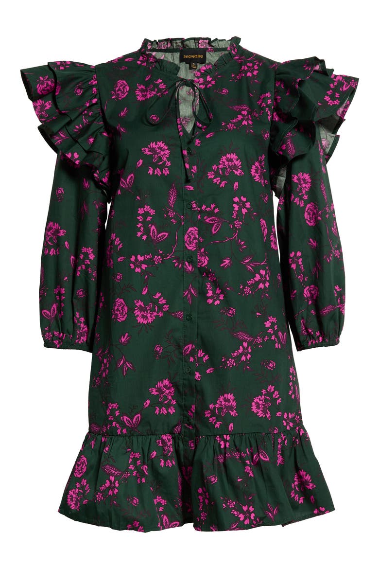 Close to You Sammy Ruffle Drop Waist Dress, Alternate, color, FOREST-PINK
