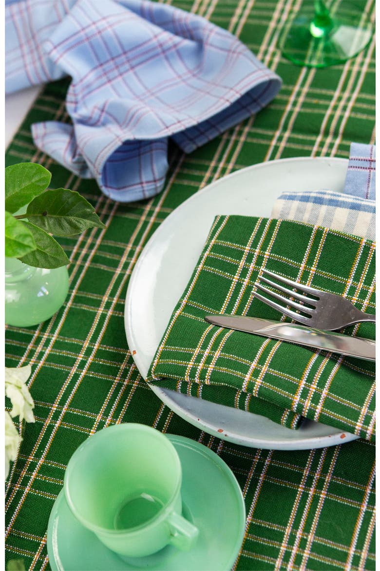 Chiapas Handwoven Plaid Cotton Placemats, Set of 4, Alternate, color, Green