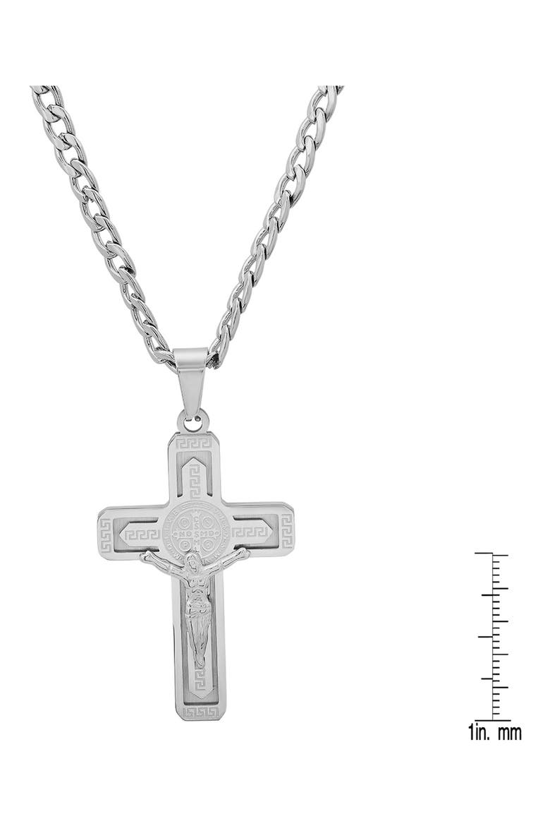 Men's Saint Benedict's Cross Pendant Necklace, Alternate, color, SILVER