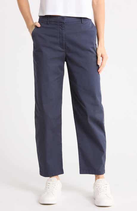 Stretch Cotton Gabardine Barrel Leg Ankle Pants