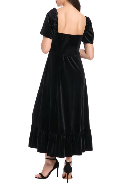 London Times Square Neck Velvet Midi Dress In Black