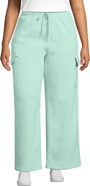 Lands' End Serious Sweats High Rise Wide Leg Cargo Pants