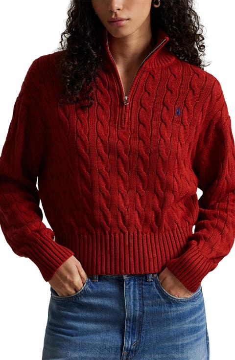 Cable Stitch Quarter Zip Sweater