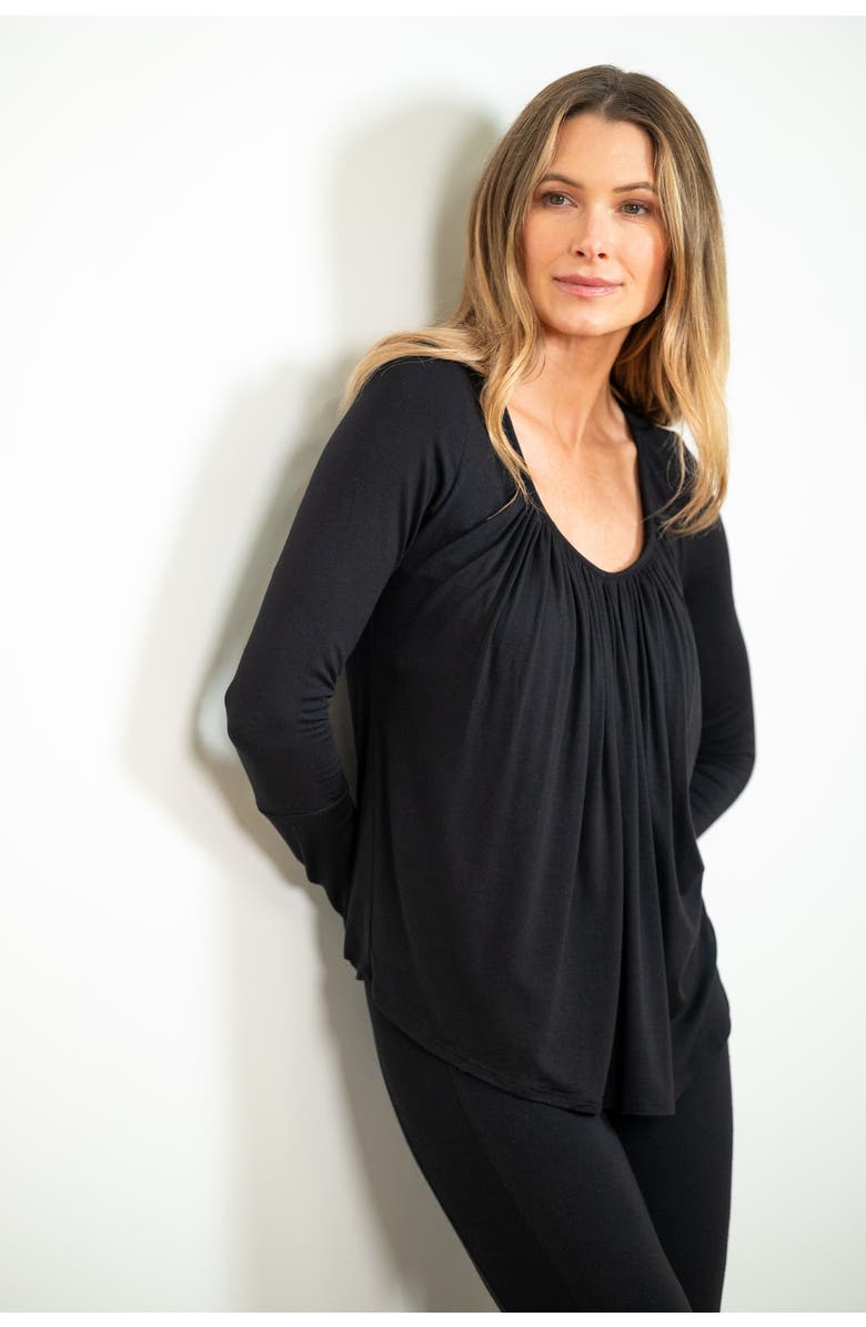 JJwinks Full Moon Built-In Shelf Lounge & Sleep Long Sleeve Top, Main, color, Black