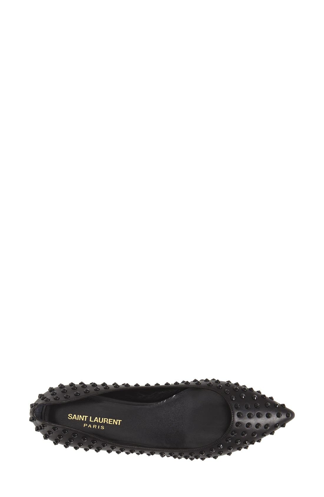 'Paris Ballerine' Studded Pointy Toe Flat, Alternate, color, BLACK