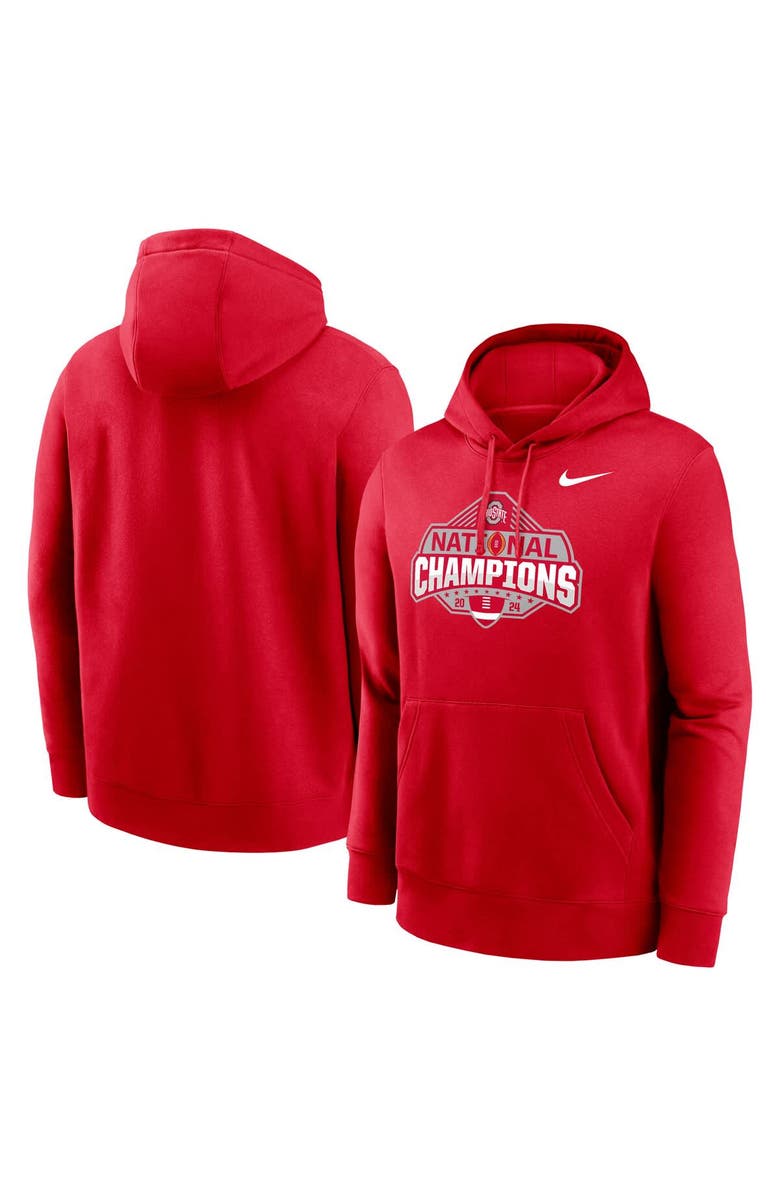 Nike Men's Nike Scarlet Ohio State Buckeyes College Football Playoff 2024 National Champions Official Logo Pullover Hoodie, Main, color, 