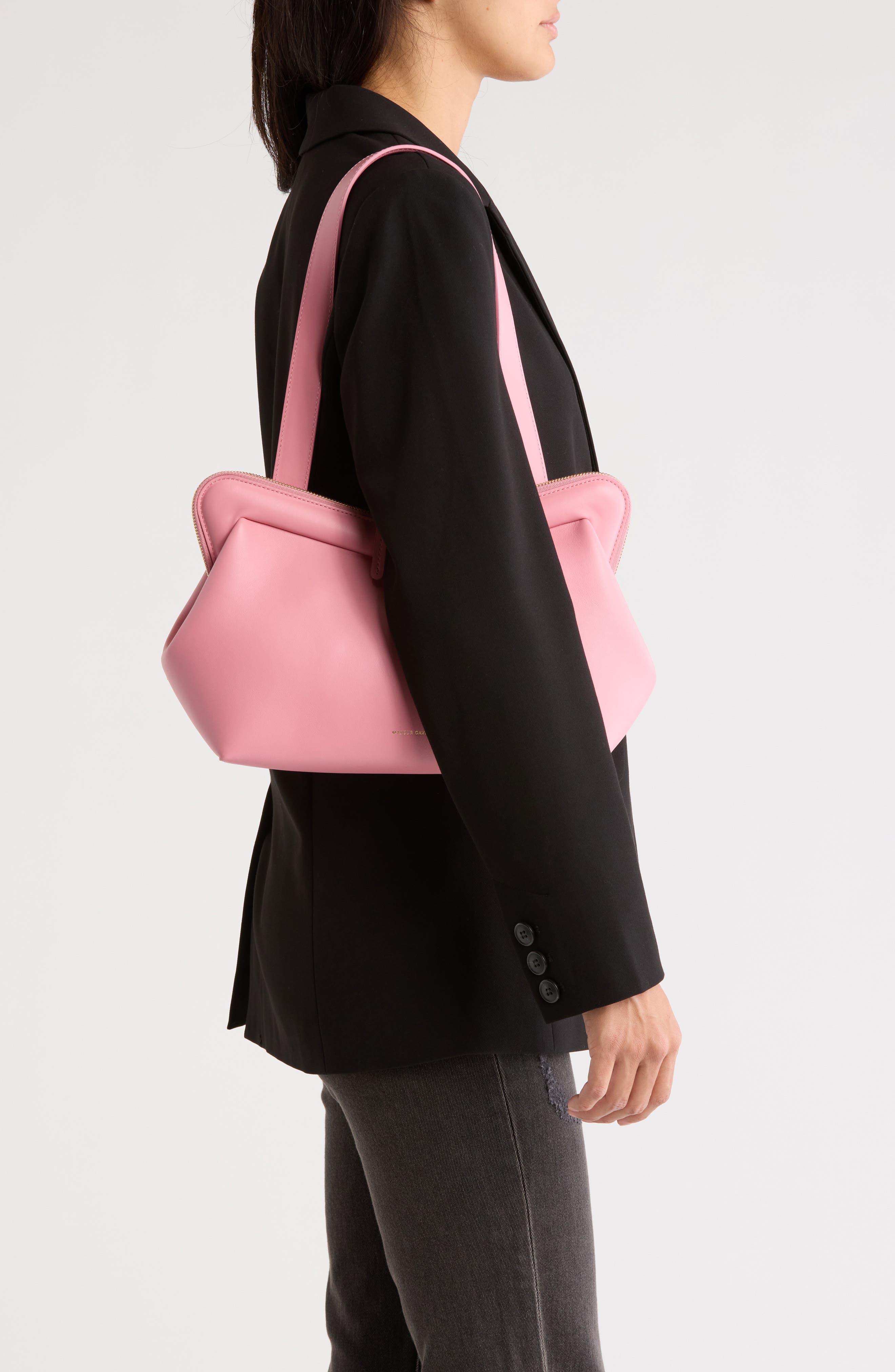 Mansur Gavriel M Frame Leather Shoulder Bag, Alternate, color, Flamingo