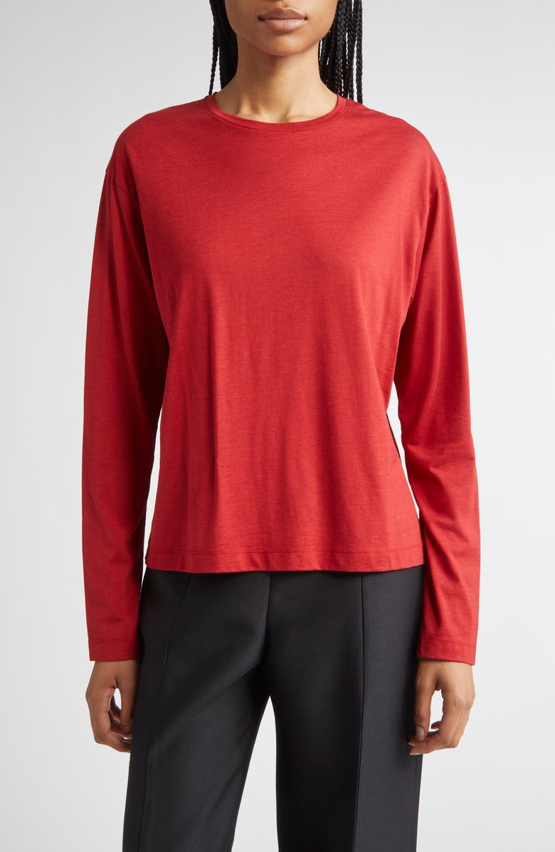 TOTEME Classic Long Sleeve T-Shirt, Main, color, Poppy