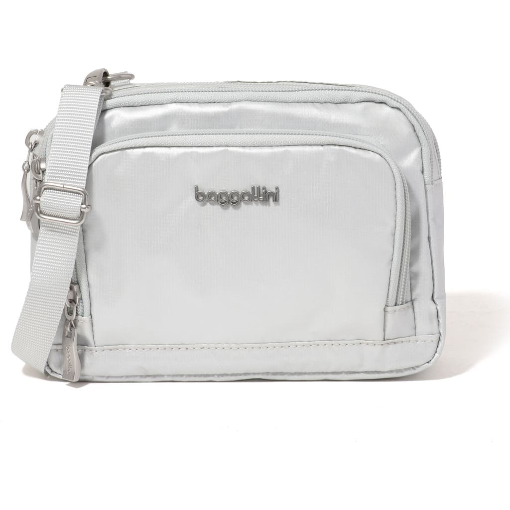 Baggallini Trifecta Rfid Wallet Crossbody Bag In Silver
