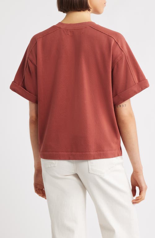 City Blues Brie Boxy Short Sleeve Sweatshirt In Burgundy