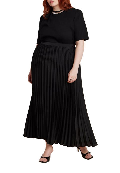 Pleated Maxi Satin Skirt