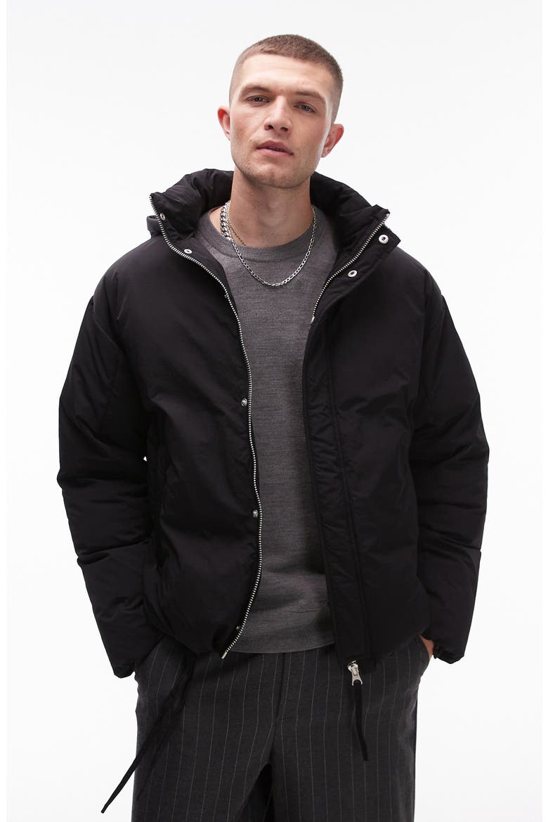 Oversize Hooded Nylon Jacket, Main, color, BLACK