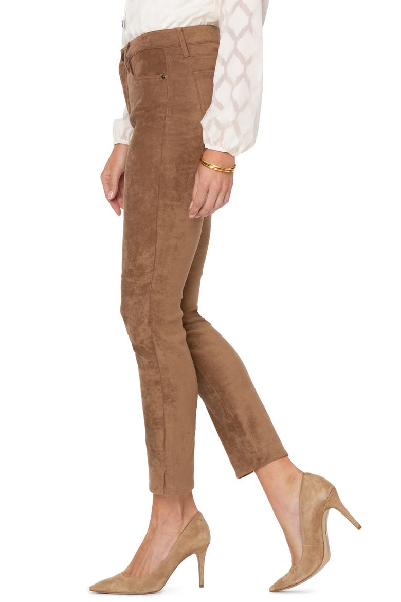 Alina Split Hem Faux Suede Ankle Skinny Jeans, Alternate, color, PORTABELLA