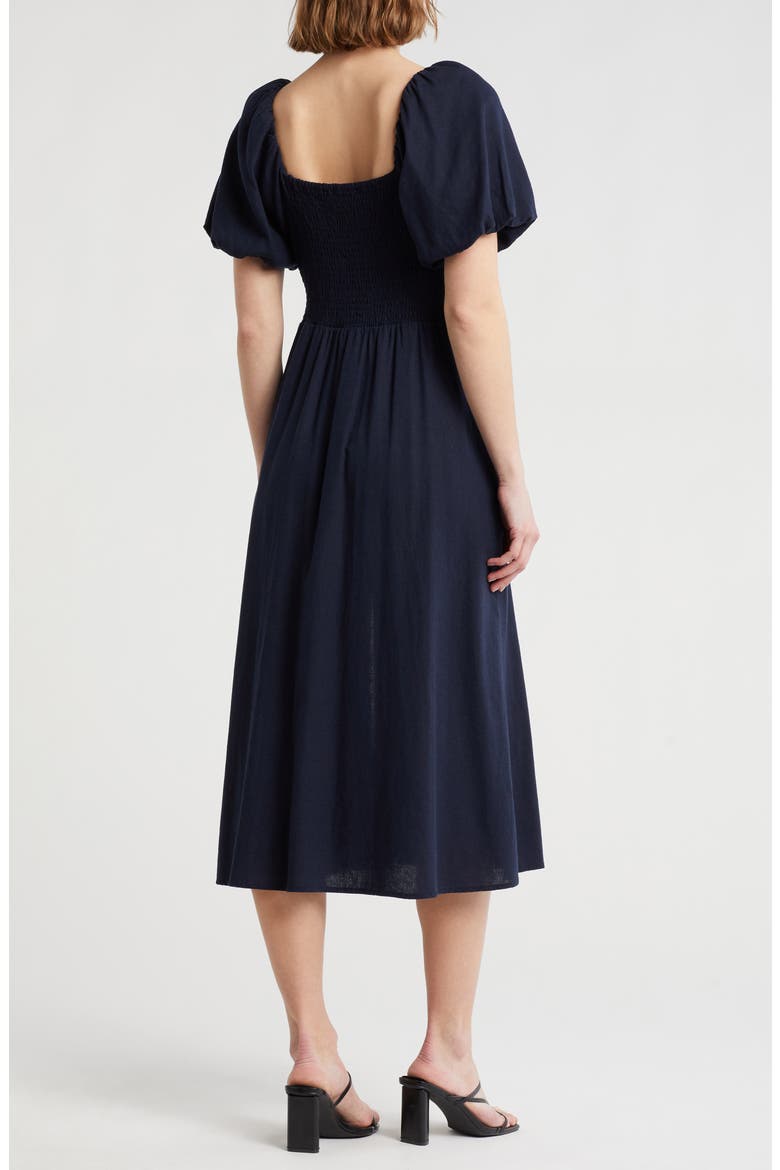 Floral Balloon Sleeve Maxi Dress, Alternate, color, NAVY