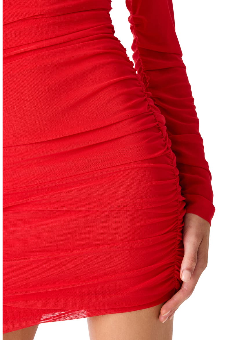 Stephie Long Sleeve Mesh Minidress, Alternate, color, BAKED APPLE