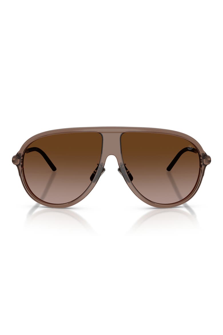 61mm Pilot Sunglasses, Main, color, TRANSPARENT BROWN / BROWN