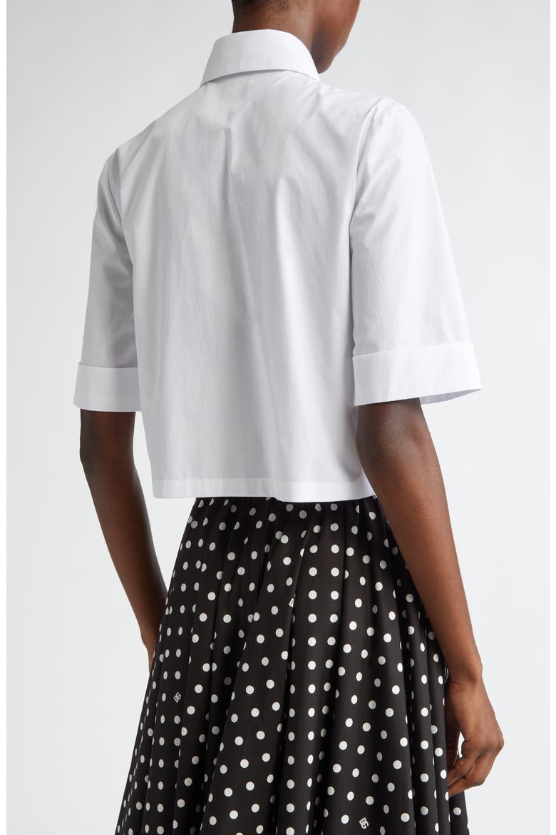 Point Collar Cotton Crop Shirt, Alternate, color, W0800 BIANCO OTTICO