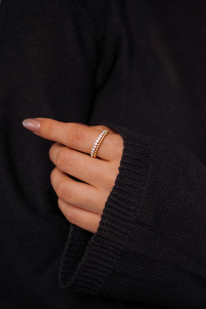 Beaded Cubic Zirconia Band, Alternate, color, 18k Gold Over Sterling Silver