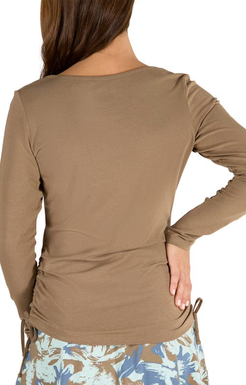 Uv Skinz Long Sleeve Ruched Everyday Tee In Brown