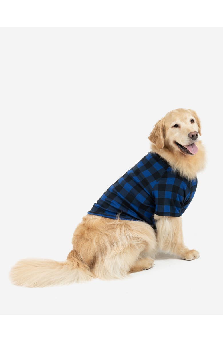 Leveret Dog Cotton Matching Family Holiday Pajamas, Main, color, Plaid Black & Navy