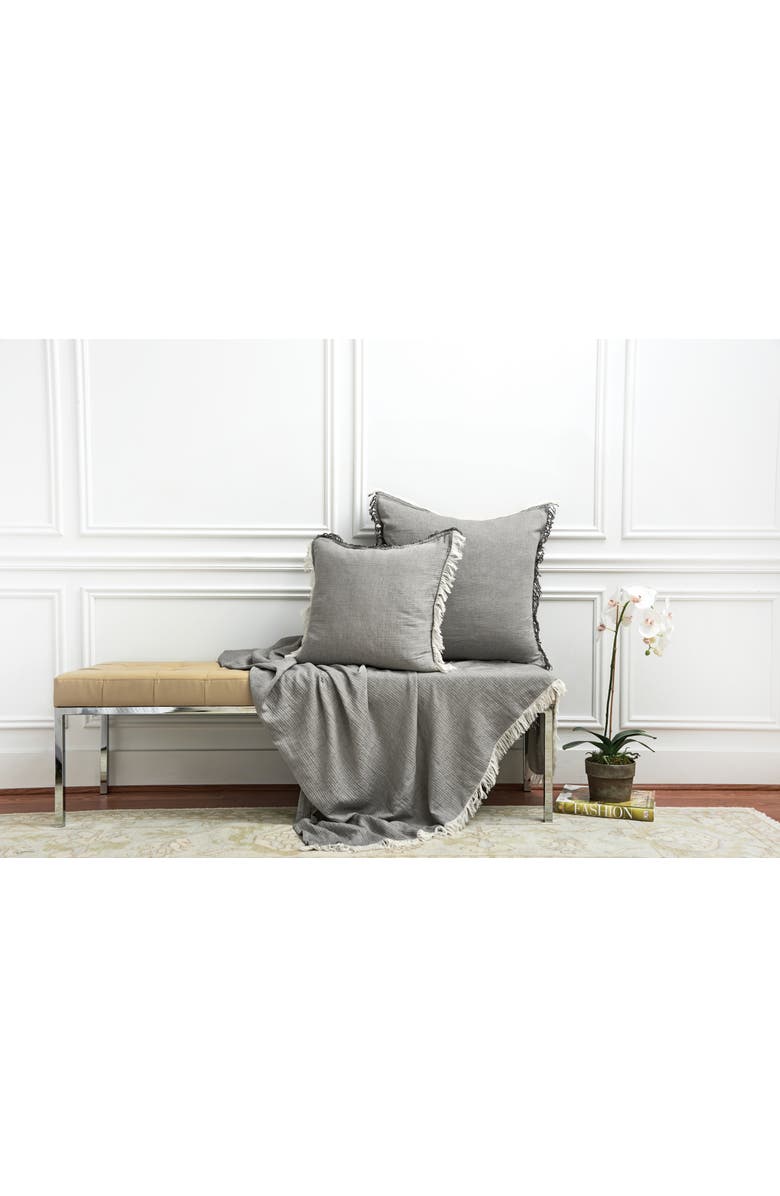 ELISABETH YORK 50" x 70" Declan Ash Large Premium Luxury Woven 100% Cotton Throw Blanket, Alternate, color, Grey