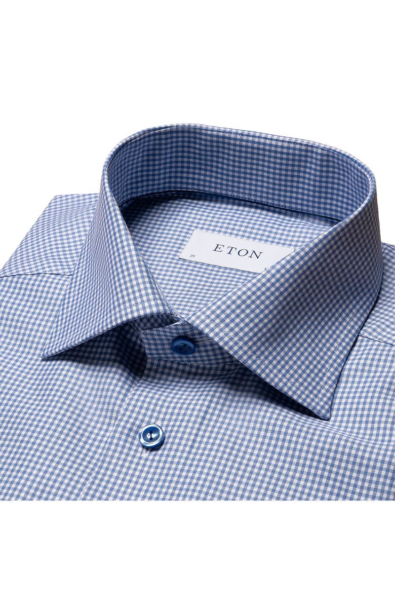 Eton Contemporary Fit Gingham Dress Shirt, Alternate, color, Dark Blue