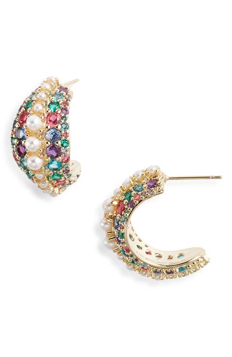 Krista Pearl & Crystal Hoop Earrings