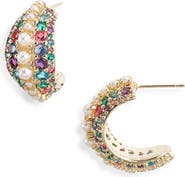 Kendra Scott Krista Pearl & Crystal Hoop Earrings