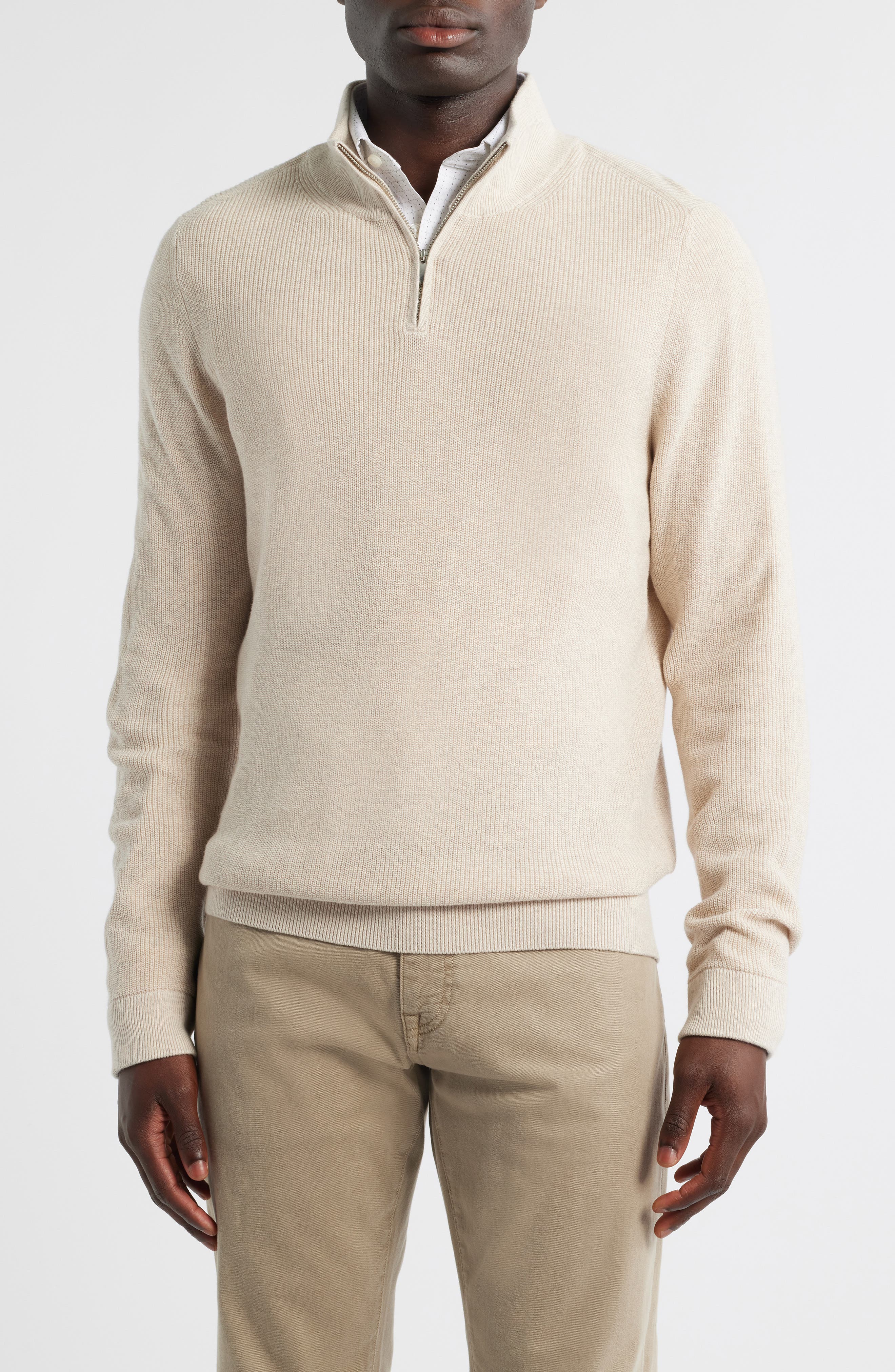 Nordstrom Cotton & Cashmere Quarter Zip Sweater