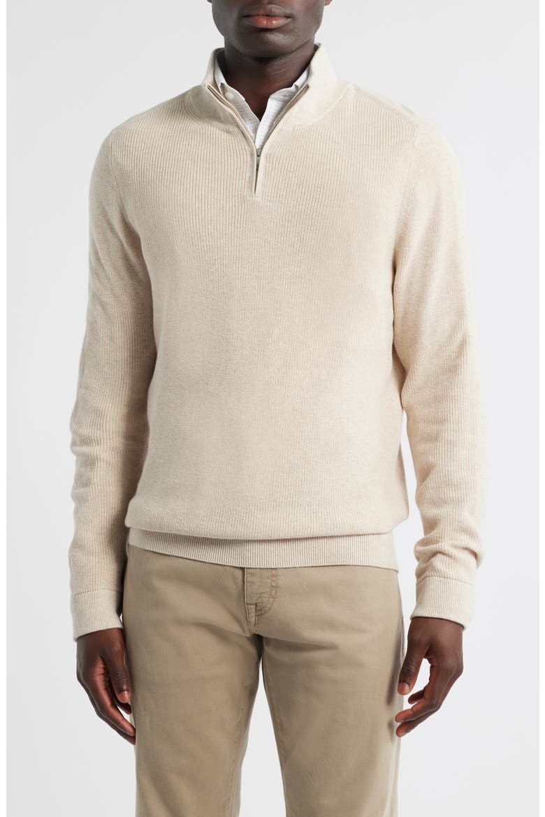 Cotton & Cashmere Quarter Zip Sweater, Main, color, IVORY SAND HEATHER