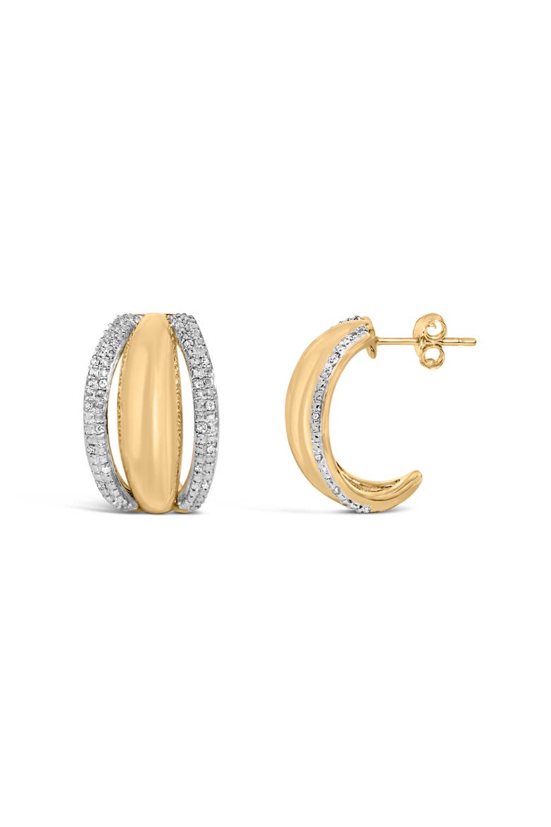 Gold Vermeil 1/10 Cttw Diamond Bold Half Hoop Earring, Alternate, color, Silver