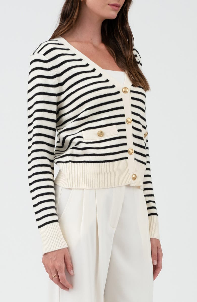 Blu Pepper Stripe V-Neck Cardigan, Alternate, color, 