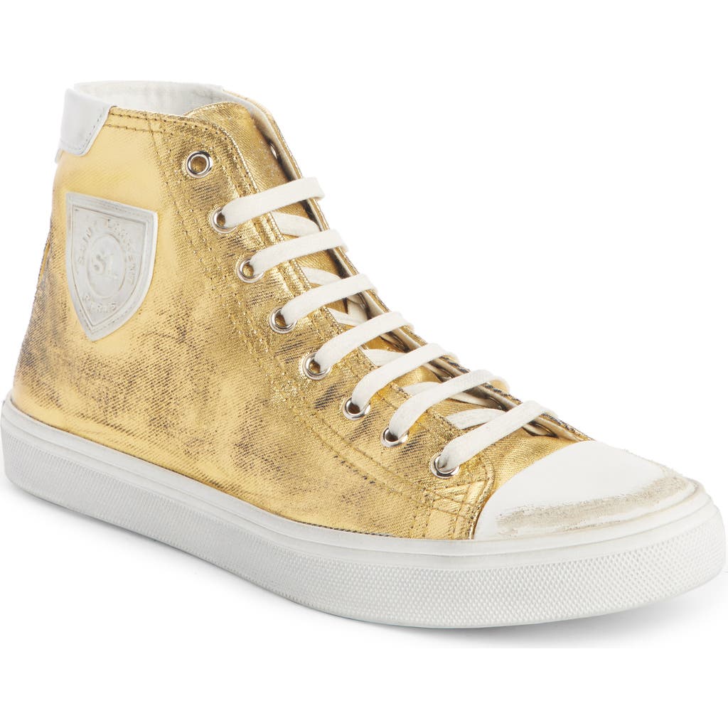 Saint Laurent Bedford Mid Top Sneaker In Gold