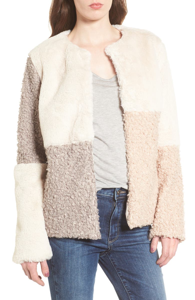 Sam Edelman Patchwork Faux Fur Coat, Main, color, 