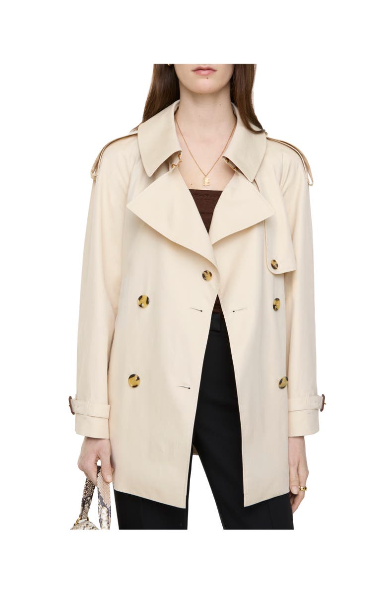Burberry Short Tropical Gabardine Fitzrovia Trench Coat, Alternate, color, Stone Beige